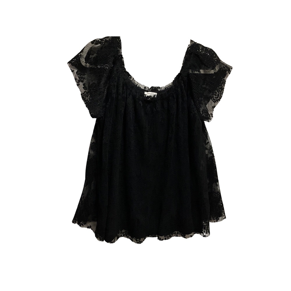 URBAN STATE Lace Puff Sleeve Off Shoulder Top Black Size L